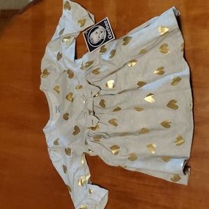 Baby girl dress tunic grey with gold hearts